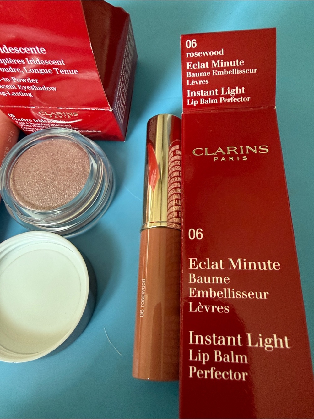 Clarins Silver Pink Eyeshadow & Rosewood Instant Light Lip Perfector Duo - Picture 4 of 6